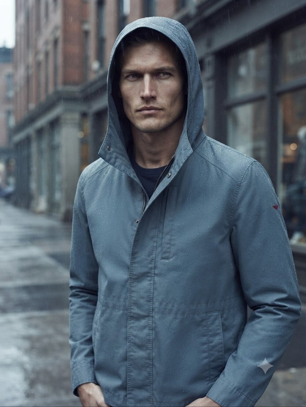 Dockers Men's XL Pacific Blue Hooded Windbreaker Rain Jacket